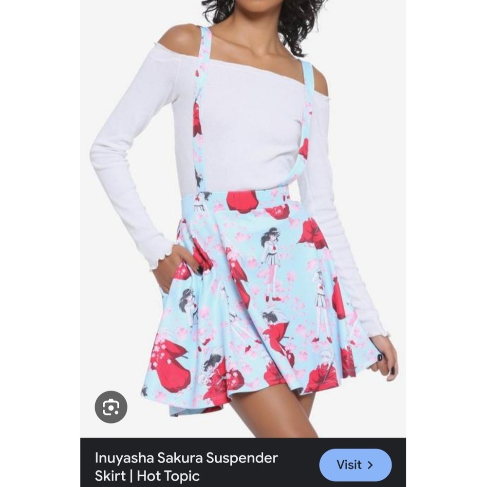 Hot Topic Inuyasha Sakura Suspender Skirt Blue Anime Cosplay Skater Skirt Sz S